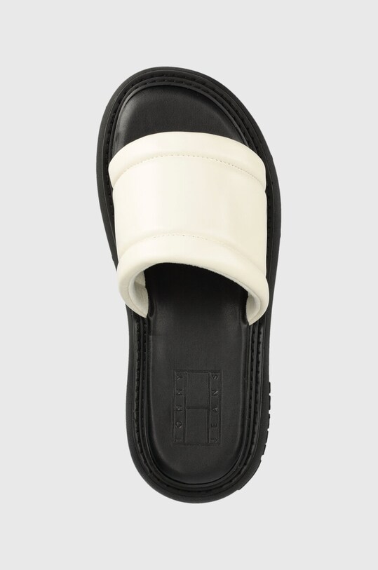 Tommy Jeans klapki skórzane VOLUME SANDAL beżowy EN0EN02076