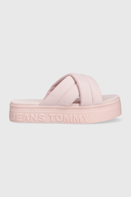 Pantofle Tommy Jeans platforma růžová EN0EN02116