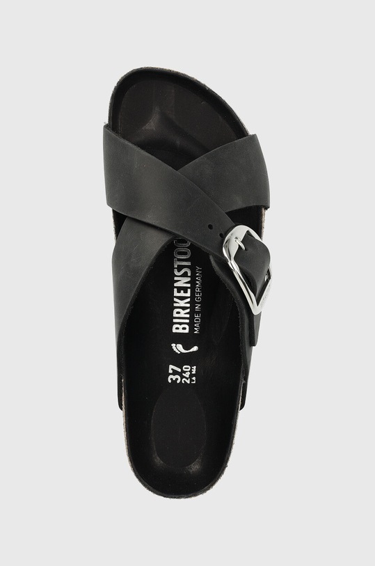 Birkenstock klapki skórzane Siena Big Buckle czarny 1020156