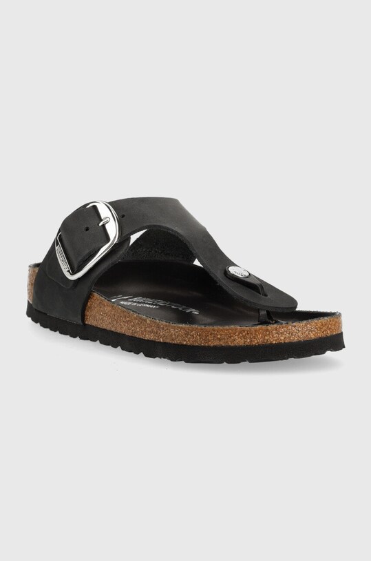 Birkenstock slapi de piele Gizeh Big Buckle 1023337 negru SS23
