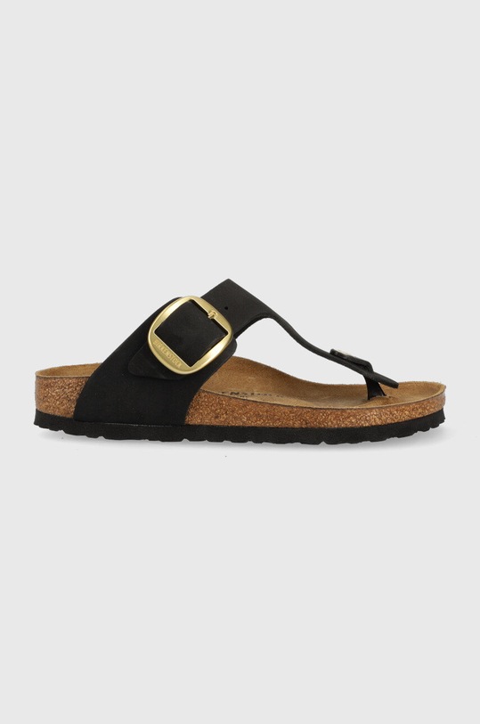 Birkenstock japonki skórzane Gizeh Big Buckle płaski czarny 1024107