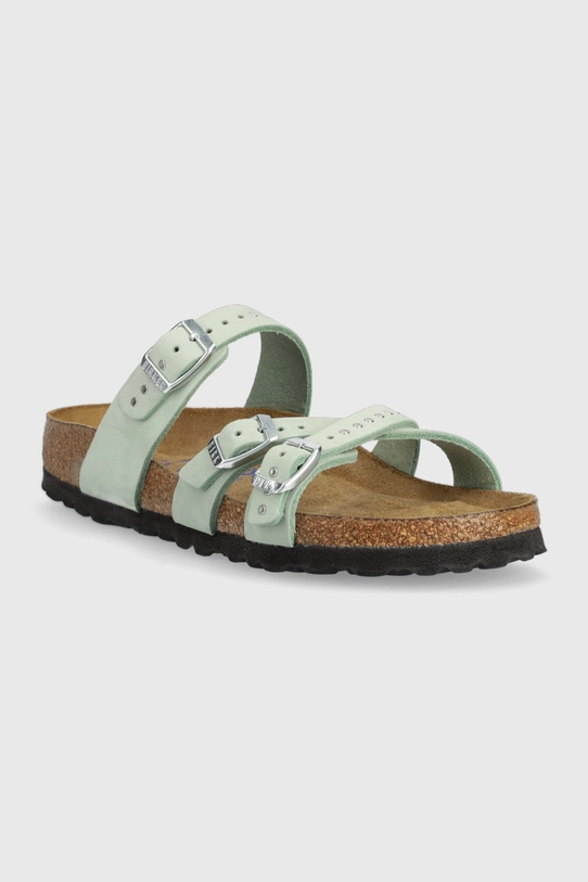 Birkenstock klapki zamszowe Franca Injected Rivets SFB 1024267 zielony SS23