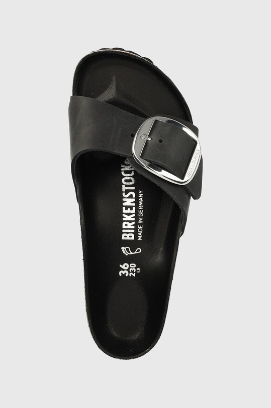 Birkenstock klapki skórzane Madrid Big Buckle czarny 1006522