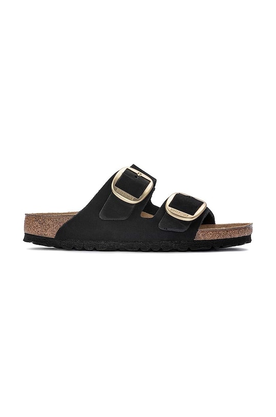 Nubukové šľapky Birkenstock ARIZONA BIG BUCKLE bez podpätku čierna 1023239