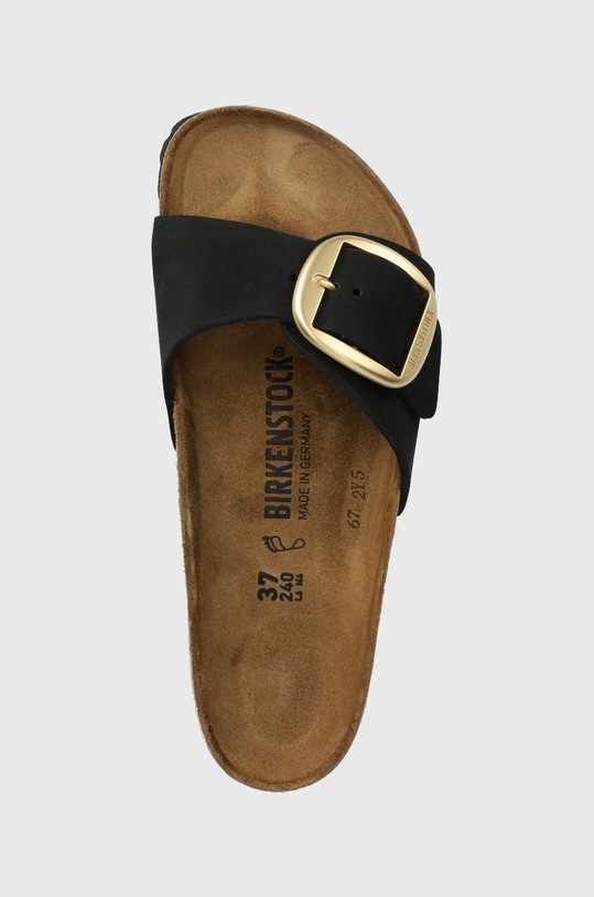 Birkenstock klapki zamszowe Madrid Big Buckle czarny 1023342
