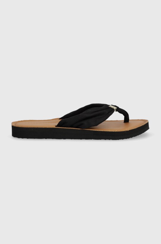 Žabky Tommy Hilfiger TH ELEVATED BEACH SANDAL textilní černá FW0FW06985