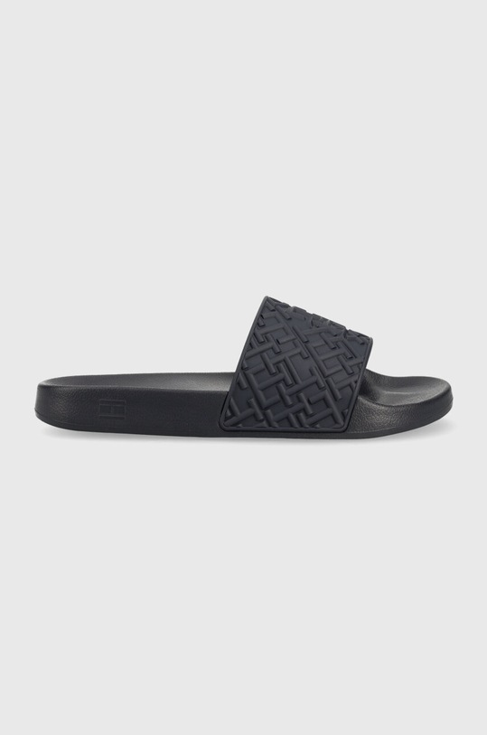 Pantofle Tommy Hilfiger TH MONOGRAM POOL SLIDE plochý námořnická modř FW0FW06987