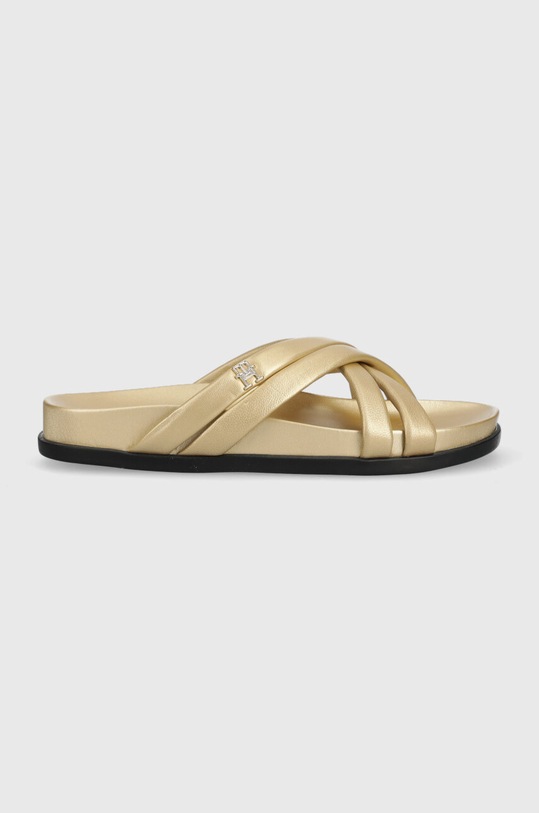 Tommy Hilfiger bőr papucs STRAP FEMININE SANDAL GOLDEN nappa bőr arany FW0FW06994