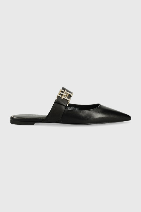 Kožne natikače Tommy Hilfiger TH POINTY FEMININE MULE tekstil crna FW0FW06997