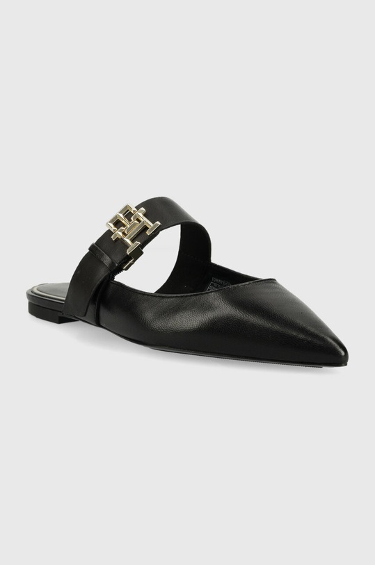 Kožne natikače Tommy Hilfiger TH POINTY FEMININE MULE FW0FW06997 crna SS23