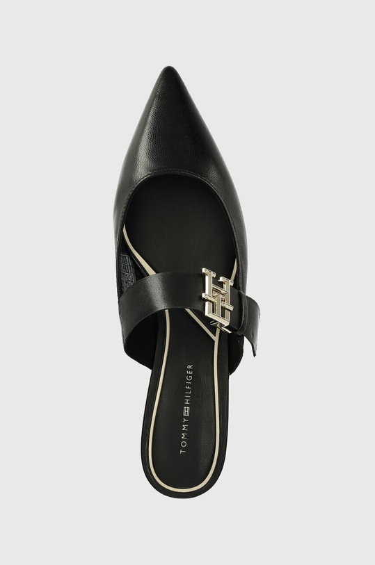 Kožne natikače Tommy Hilfiger TH POINTY FEMININE MULE crna FW0FW06997