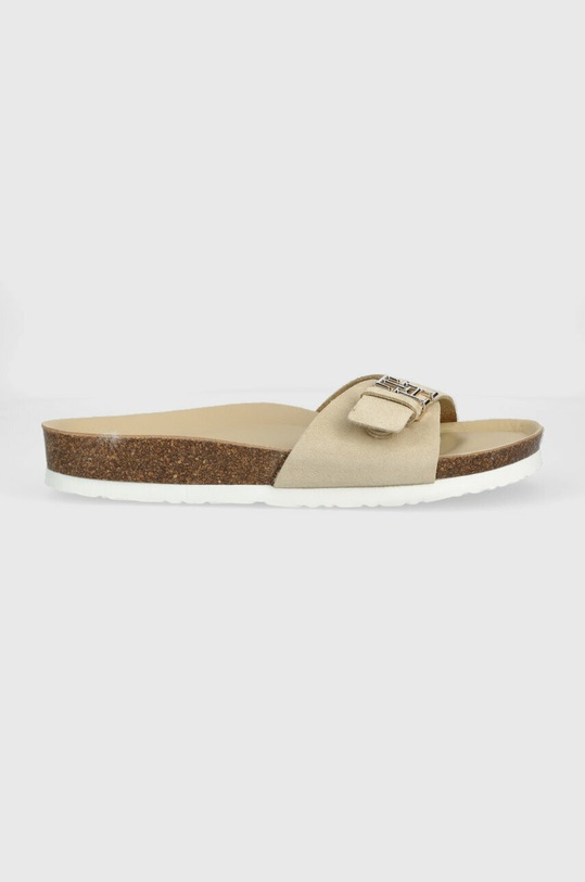 Tommy Hilfiger klapki zamszowe TH MULE SANDAL SUEDE płaski beżowy FW0FW07071