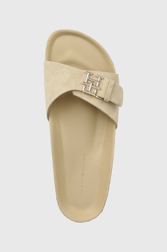 Tommy Hilfiger klapki zamszowe TH MULE SANDAL SUEDE beżowy FW0FW07071