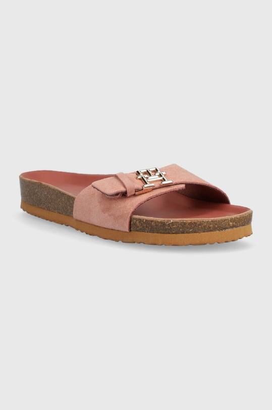 Semišové pantofle Tommy Hilfiger TH MULE SANDAL SUEDE FW0FW07071 růžová SS23