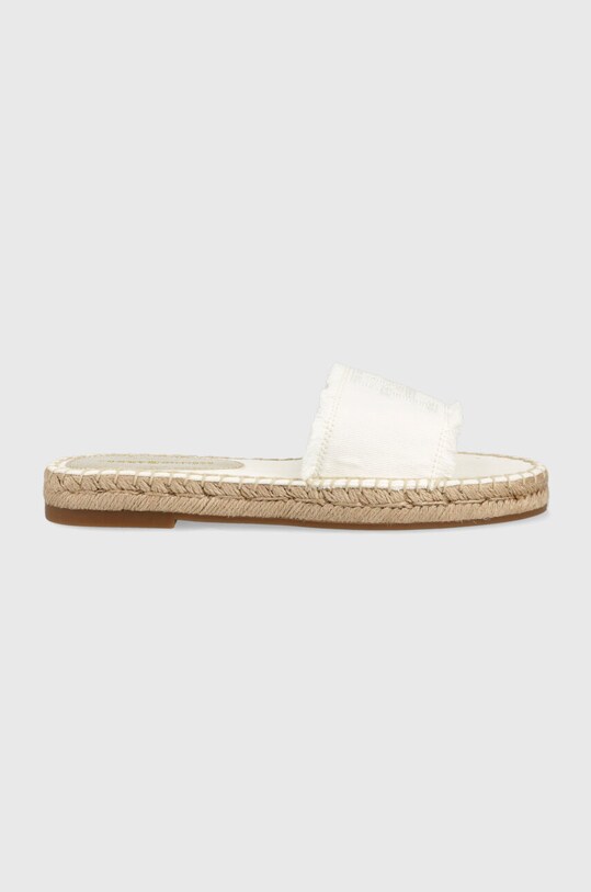 Tommy Hilfiger klapki ECRU DENIM FLAT SANDAL tekstylny biały FW0FW07103