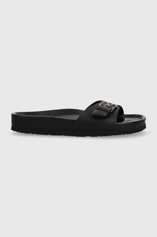 Tommy Hilfiger klapki skórzane TH MULE SANDAL LEATHER płaski czarny FW0FW07134