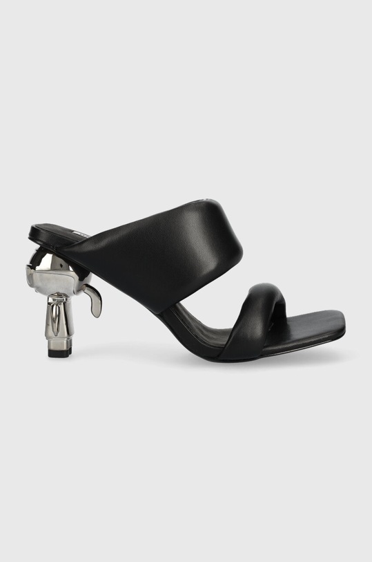 Karl Lagerfeld klapki skórzane IKON HEEL słupek czarny KL39005.000