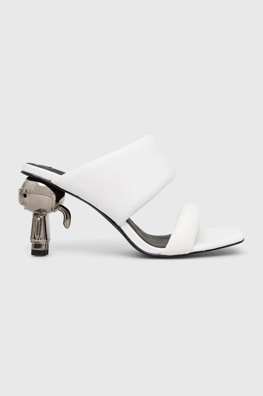 Kožené šľapky Karl Lagerfeld IKON HEEL usňová koža biela KL39005.011