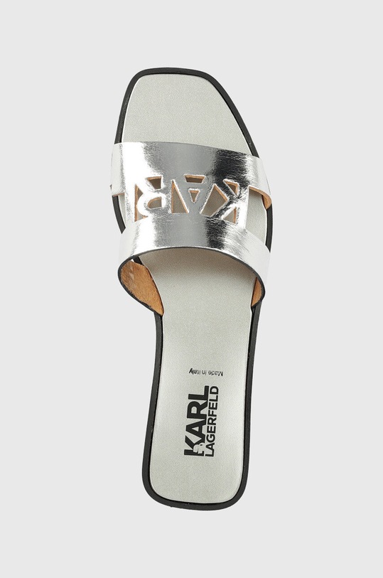 Karl Lagerfeld klapki skórzane SKOOT II srebrny KL80406.1SL