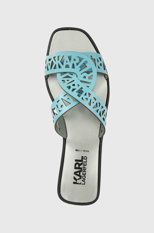 Δερμάτινες παντόφλες Karl Lagerfeld SKOOT τιρκουάζ KL80429.0TQ