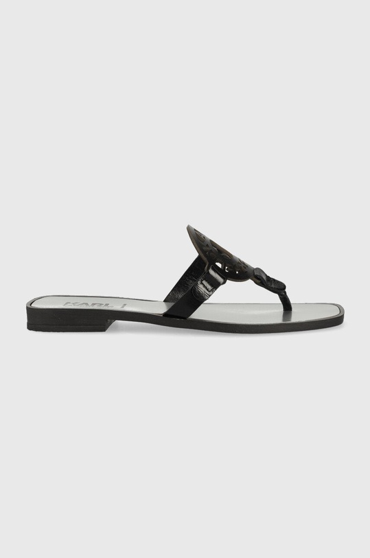 Karl Lagerfeld japonki skórzane SKOOT płaski czarny KL80408.000
