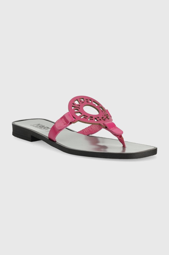 Obuwie Karl Lagerfeld japonki skórzane SKOOT KL80408.0FP różowy