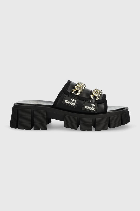 Love Moschino klapki skórzane 5-8 cm czarny JA28586G0GIE0000