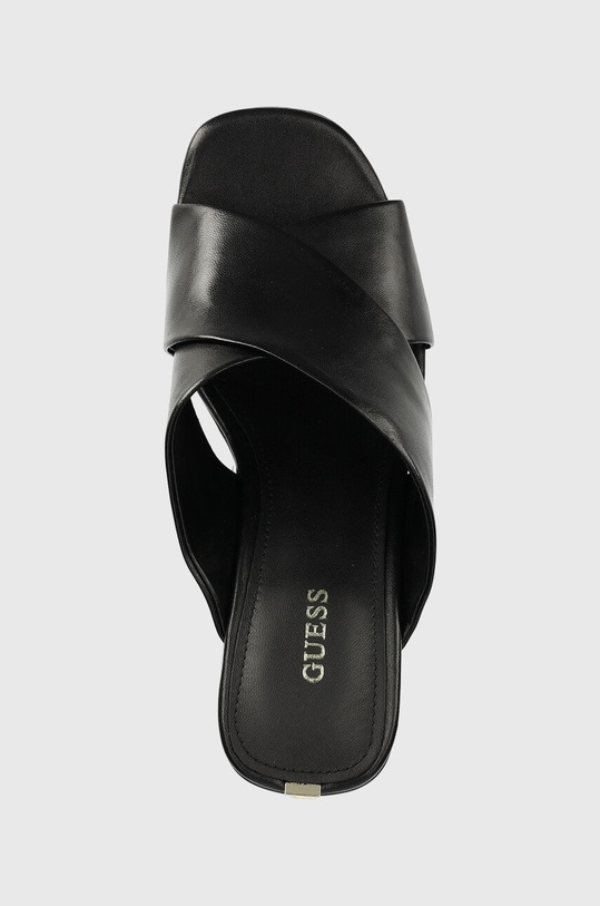 Kožené pantofle Guess LANTZ2 černá FL6TZ2.LEA03.BLACK