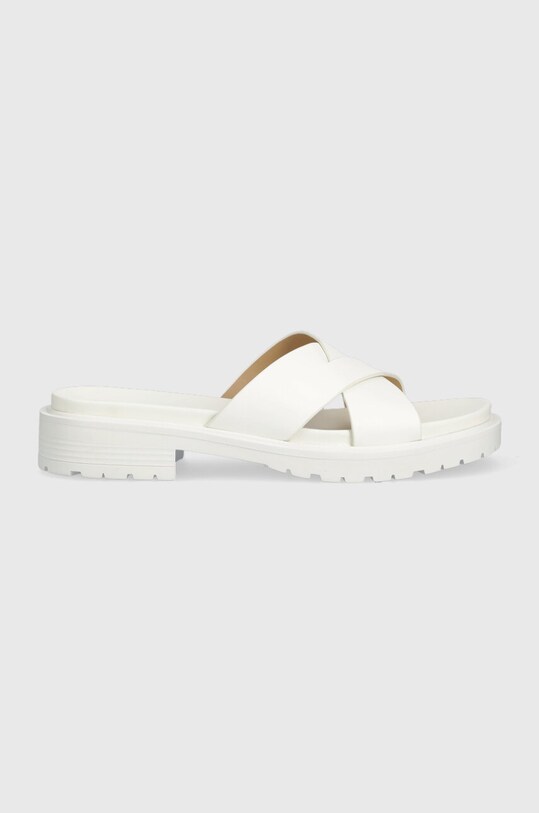 Δερμάτινες παντόφλες Lauren Ralph Lauren Kelsie φλατ λευκό 802896838001.WHITE