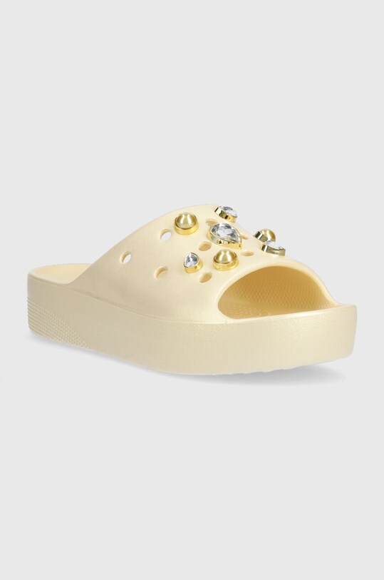 Crocs papuci Classic Platform Crystals Perls Slide 208388.108 bej SS23
