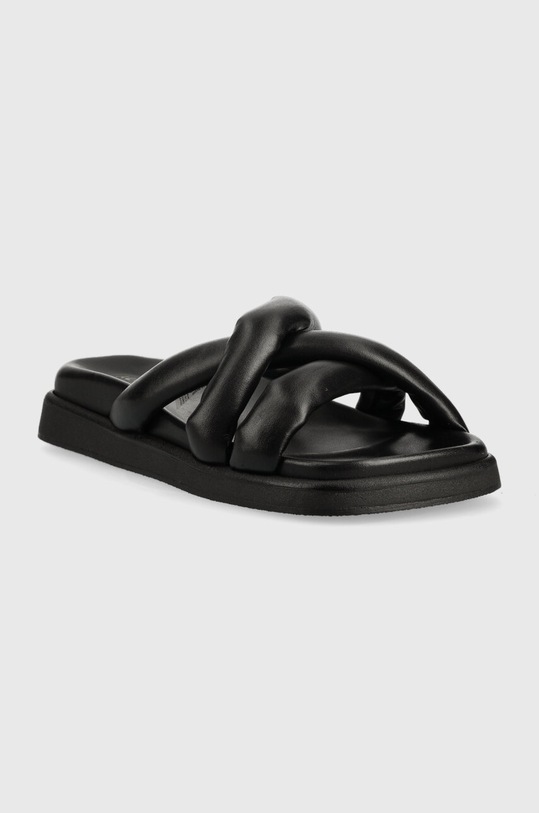 Alohas klapki skórzane Slip On Cross S00202.25 czarny SS23