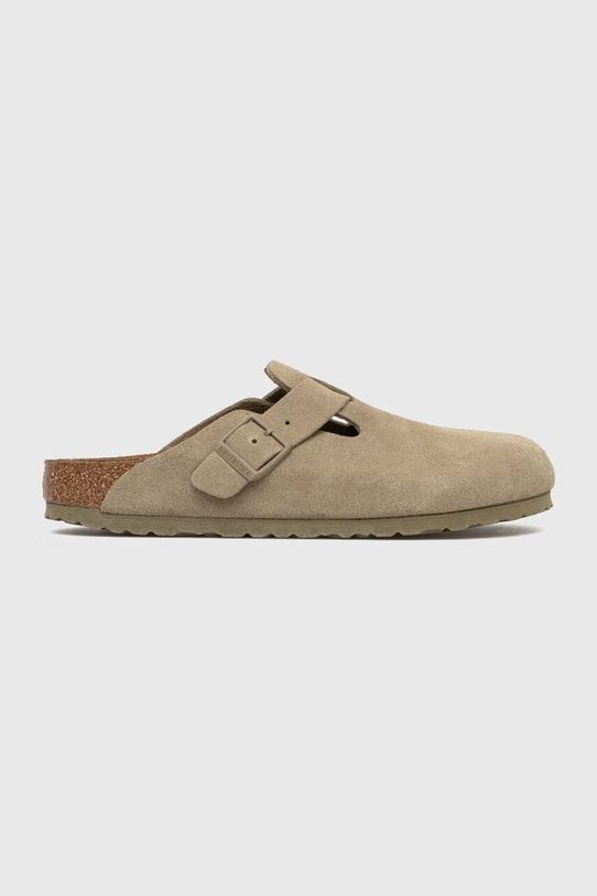 Birkenstock klapki zamszowe Boston bez obcasa zielony 1025844