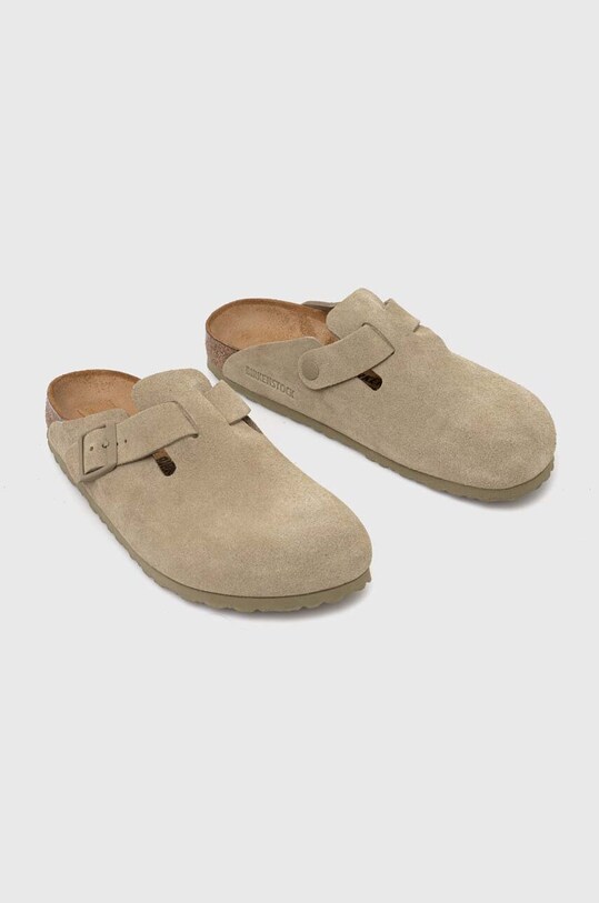 Birkenstock klapki zamszowe Boston 1025844 zielony SS25