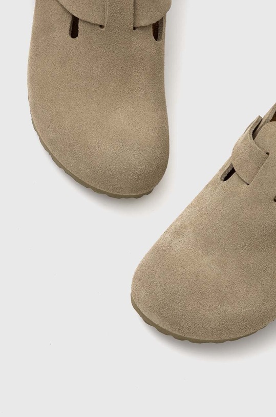 Birkenstock klapki zamszowe Boston zielony 1025844