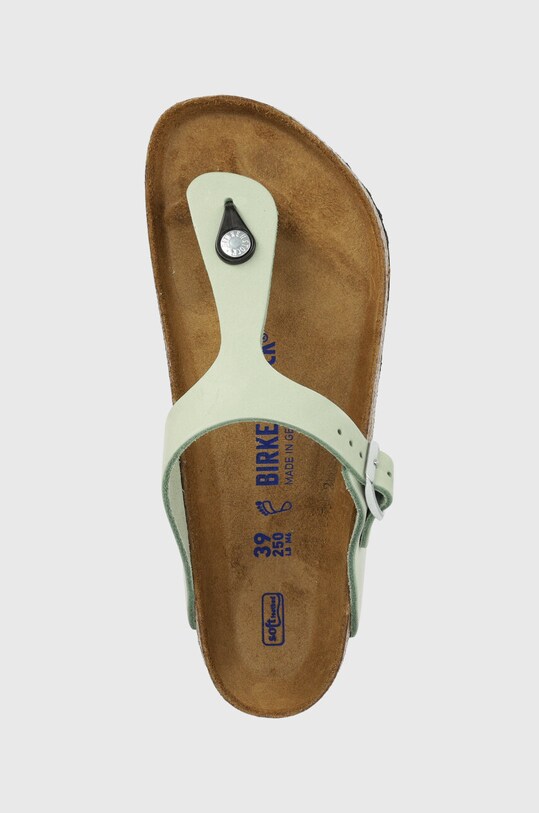 Nubukové šľapky Birkenstock Gizeh SFB zelená 1023973