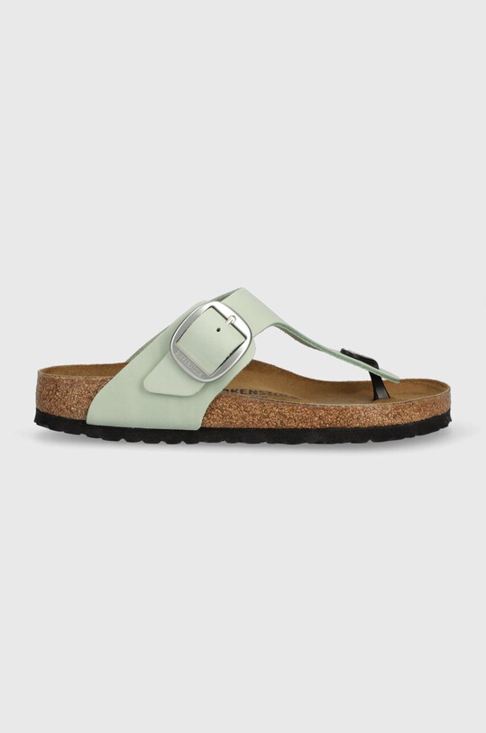 Birkenstock japonki nubukowe Gizeh Big Buckle płaski zielony 1024046