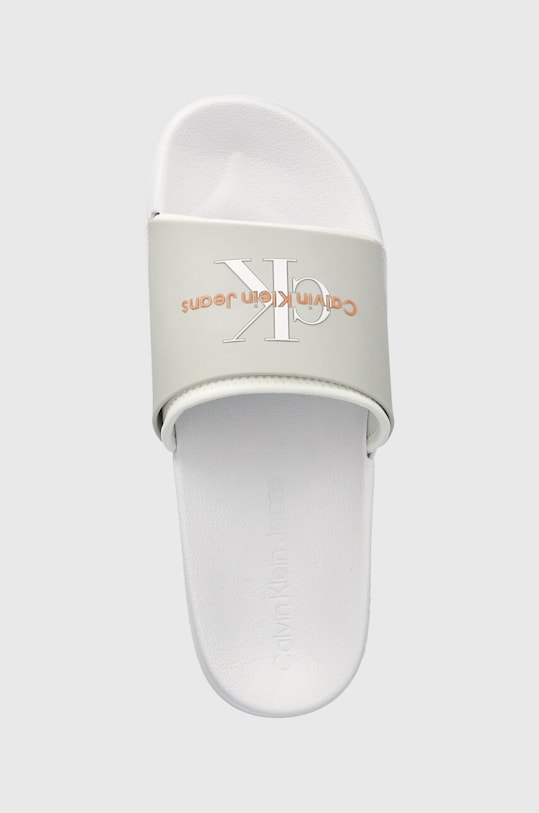 Natikači Calvin Klein Jeans SLIDE MONOGRAM TPU bela YM0YM00361