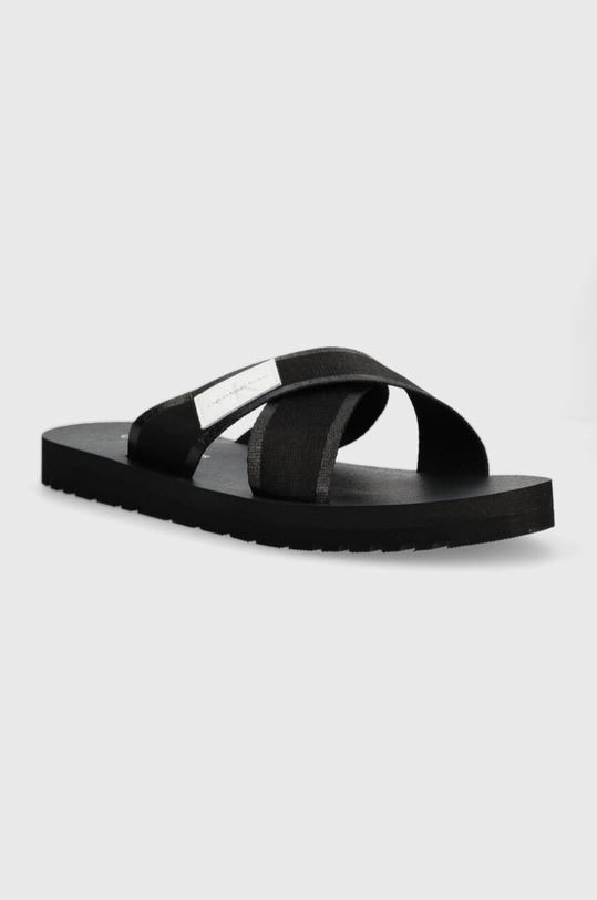 Calvin Klein Jeans klapki PREFRESATO CRISSCROS BADGE STORY YM0YM00641 czarny SS23