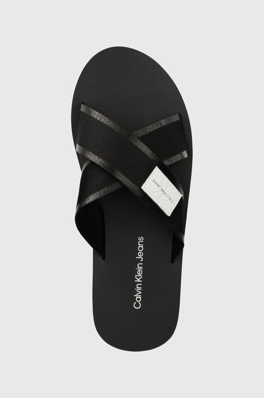 Calvin Klein Jeans klapki PREFRESATO CRISSCROS BADGE STORY czarny YM0YM00641
