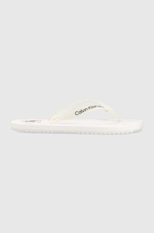 Calvin Klein Jeans slapi BEACH SANDAL AOP alb YM0YM00656