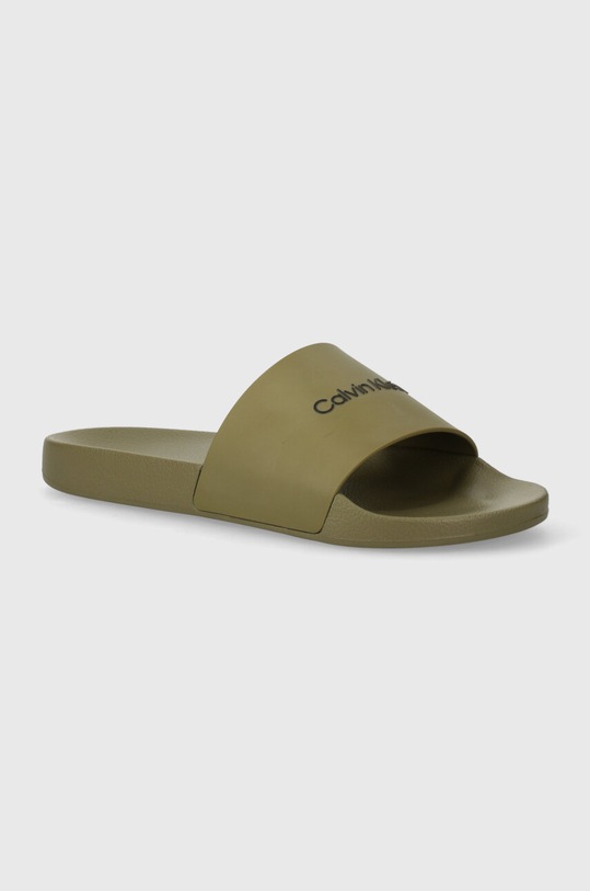 Pantofle Calvin Klein POOL SLIDE RUBBER zelená HM0HM00455