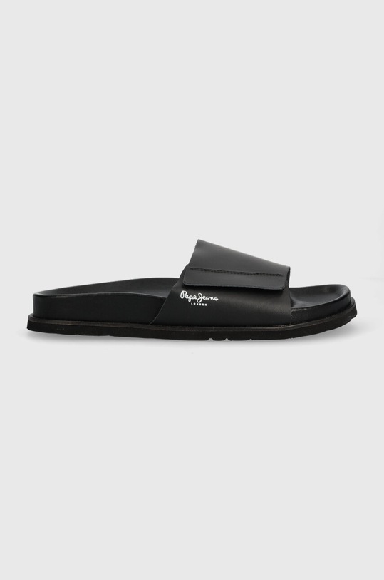 Pepe Jeans klapki skórzane BIO czarny PMS90105