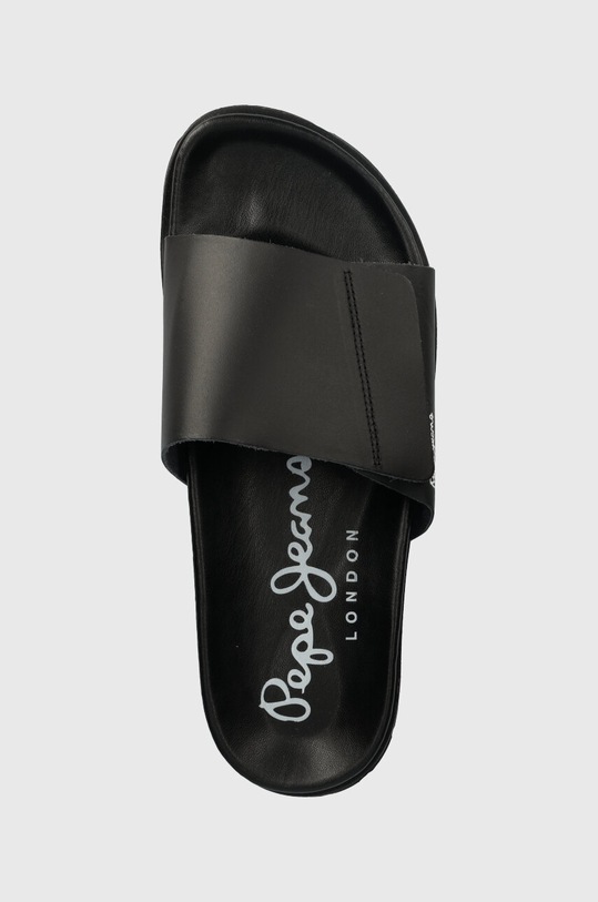 Pepe Jeans klapki skórzane BIO czarny PMS90105