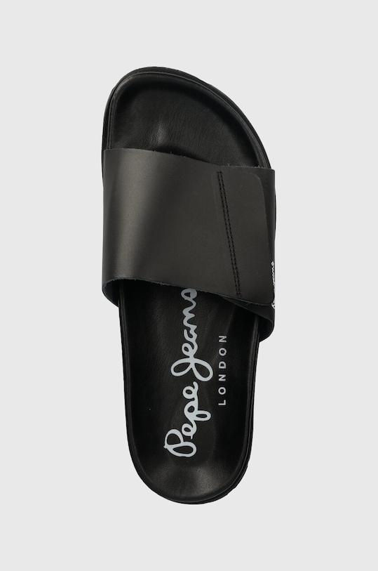 Kožené šľapky Pepe Jeans BIO čierna PMS90105