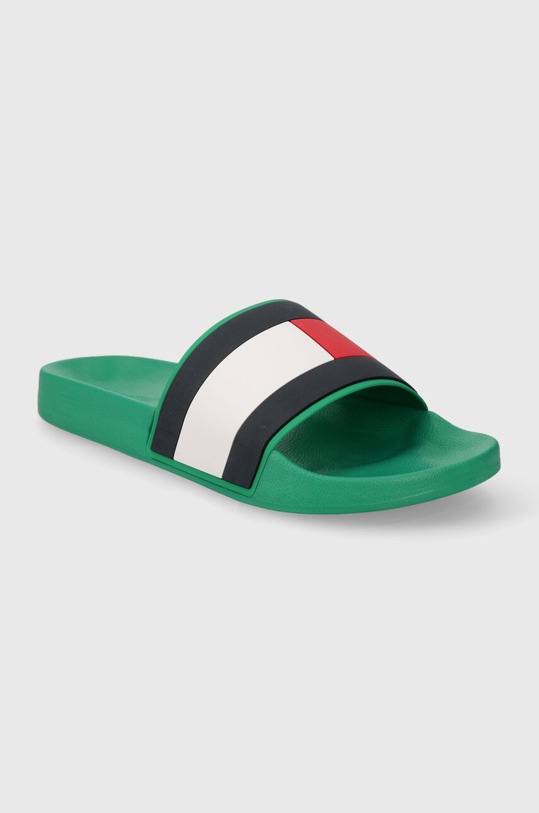 Obuwie Tommy Hilfiger klapki RUBBER TH FLAG POOL SLIDE FM0FM04263 zielony