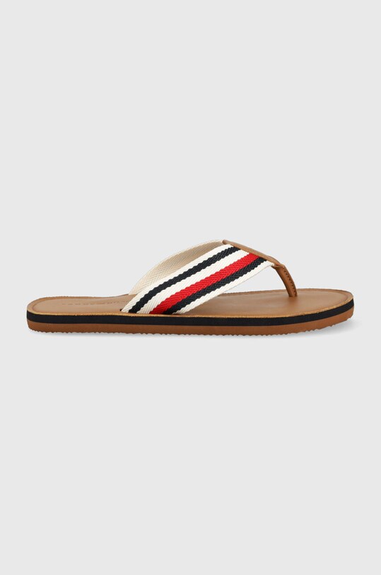 Tommy Hilfiger japonki HILFIGER LEATHER BEACH SANDAL brązowy FM0FM04548