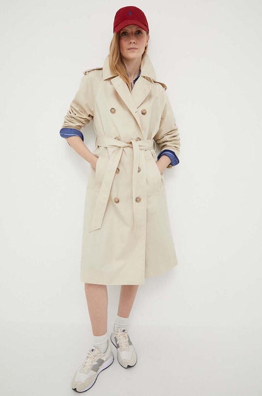 Bombažni plašč Tommy Hilfiger bež WW0WW36960.PPYX