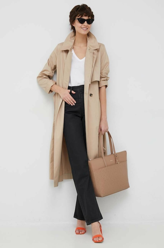 Хлопковый тренч Calvin Klein K20K205618.PPYX бежевый SS23