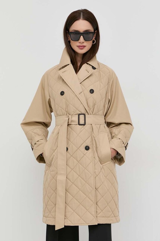 Plašč s primesjo kašmirja Weekend Max Mara S podlogo bež 2354910137600