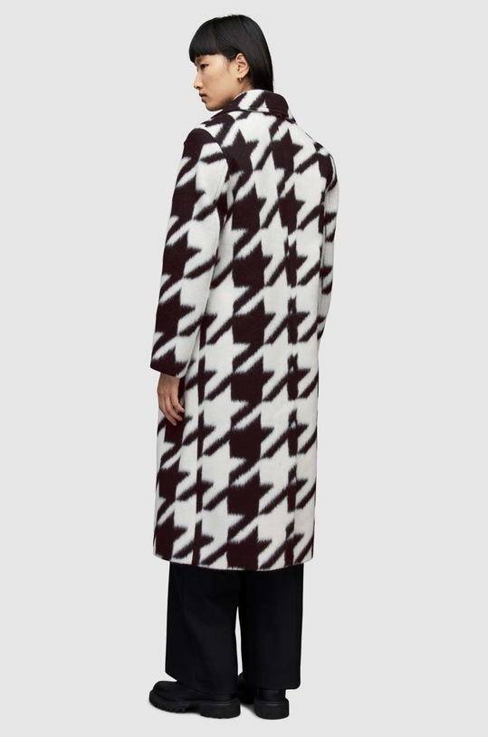AllSaints płaszcz z domieszką wełny MABEL HOUNDSTOOTH CO czarny WO089X